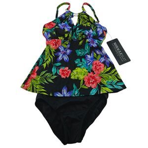 Miraclesuit NWT 4B Tankini Top Black‎ Floral And Magicsuit Brief Bottom Set Sz 8
